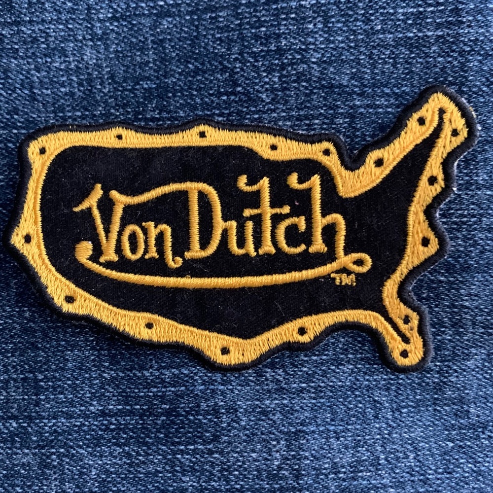 Y2K VON DUTCH EMBROIDERED USA MAP SEW-ON PATCH.